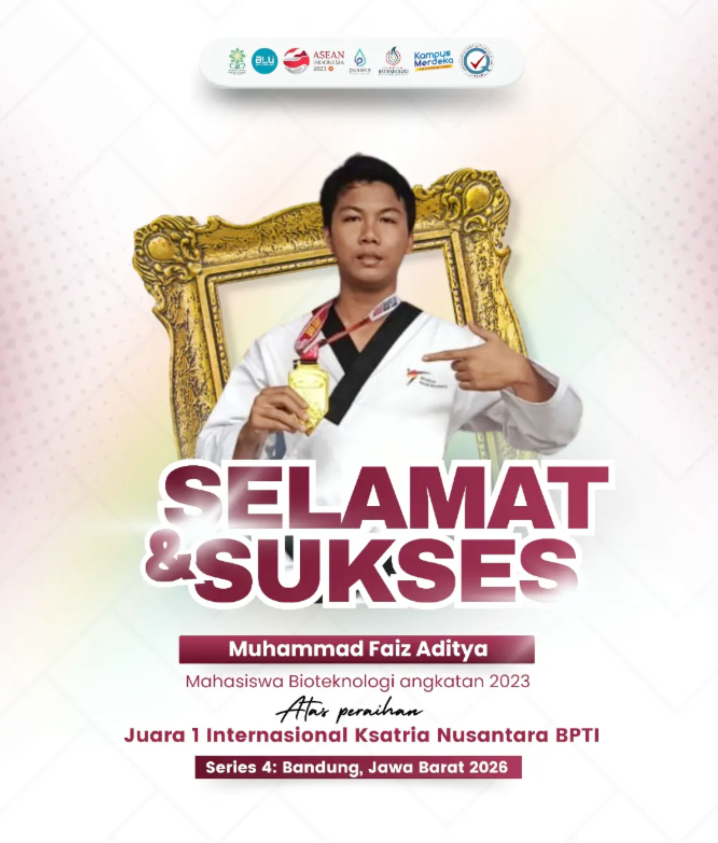 Muhammad Faiz Aditya Persembahkan Juara 1 International Ksatria Nusantara PBTI Series 4 untuk FST UIN Raden Mas Said Surakarta